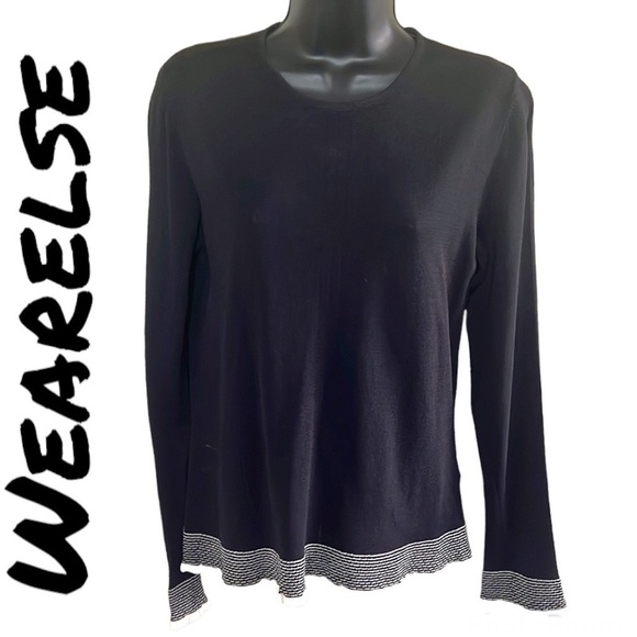 Wearelse Black With Stripped Black/White Hem Size M - Picture 1 of 12